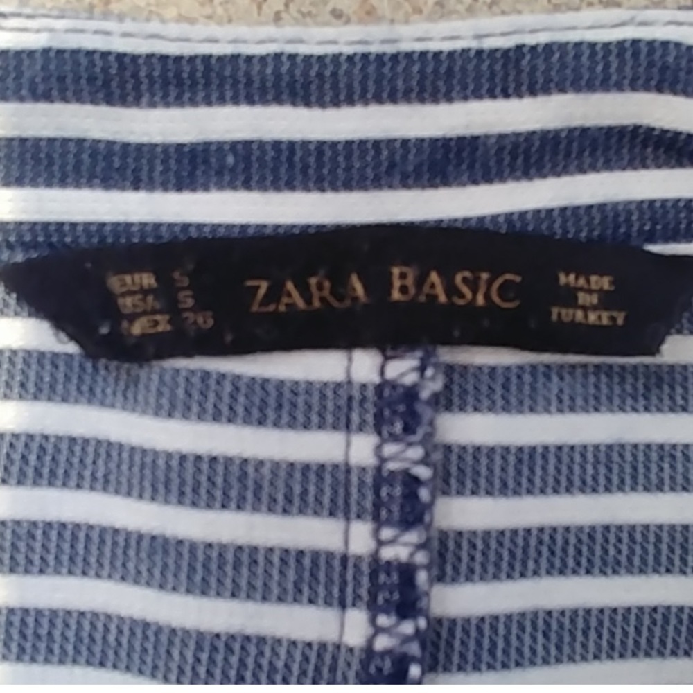 Zara Basic Blue White Striped Oversize Tunic Shirt - image 2